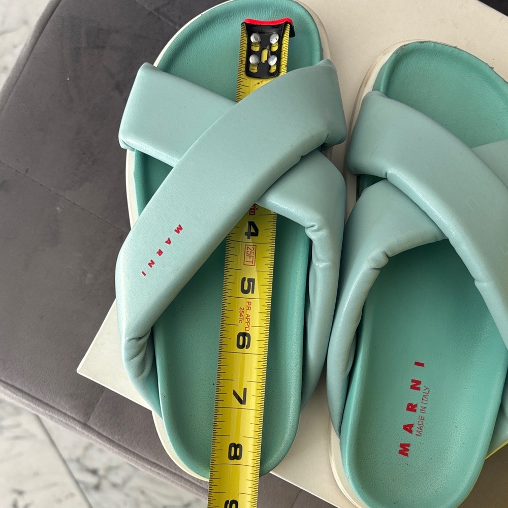 Girls Marni Aqua Blue Cross Strap Puff Sandals - Picture 8 of 8